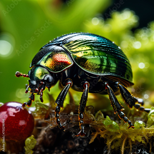 A dung beetle on moss © FattNice