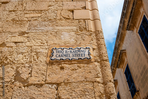 Street Sign in Mdina Old City Fortress - Malta