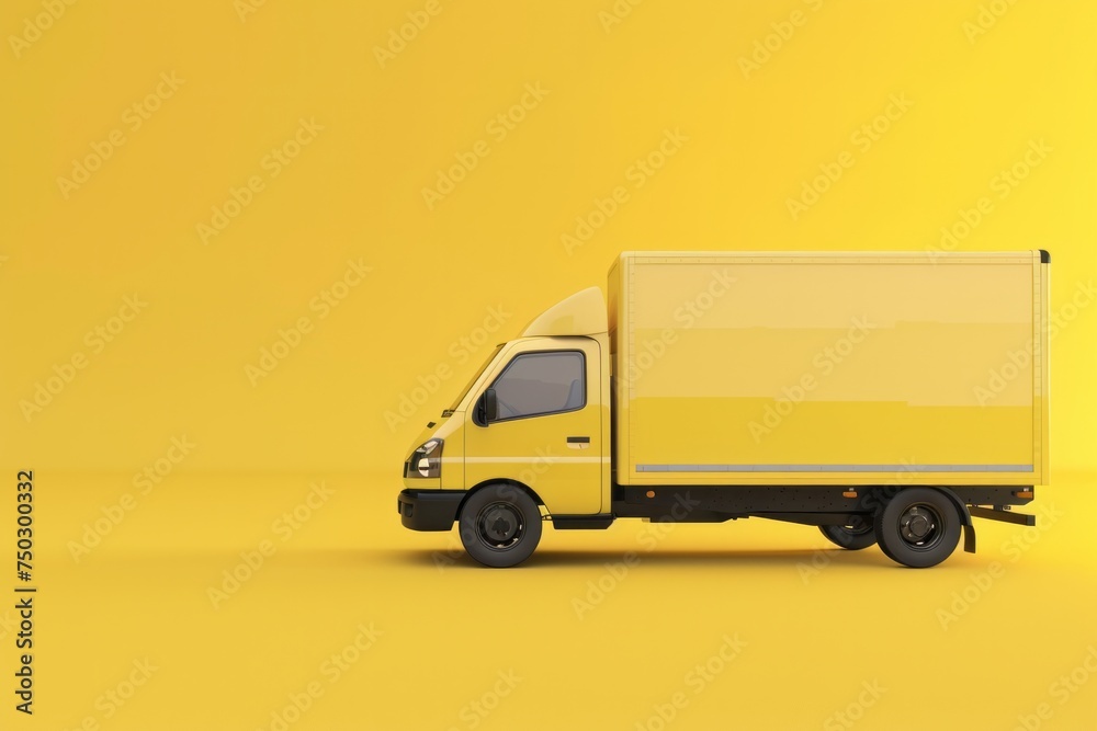 Delivery Truck with Blank Space for Custom Branding, on isolated yellow background, Generative AI Delivery Truck with Blank Space for Custom Branding, on isolated yellow background, Generative AI
