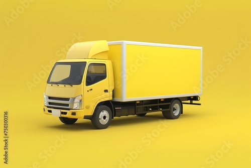 Delivery Truck with Blank Space for Custom Branding, on isolated yellow background, Generative AI