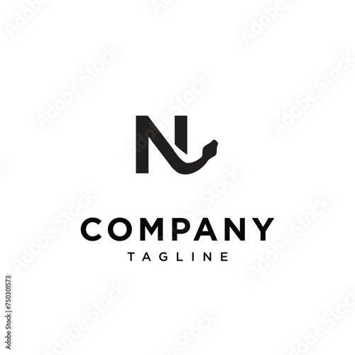 Letter N Phyton snake logo icon vector template eps