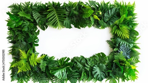 illustration of green leaves and empty space, design for cards, decorations, frames, posters, banners and backgrounds