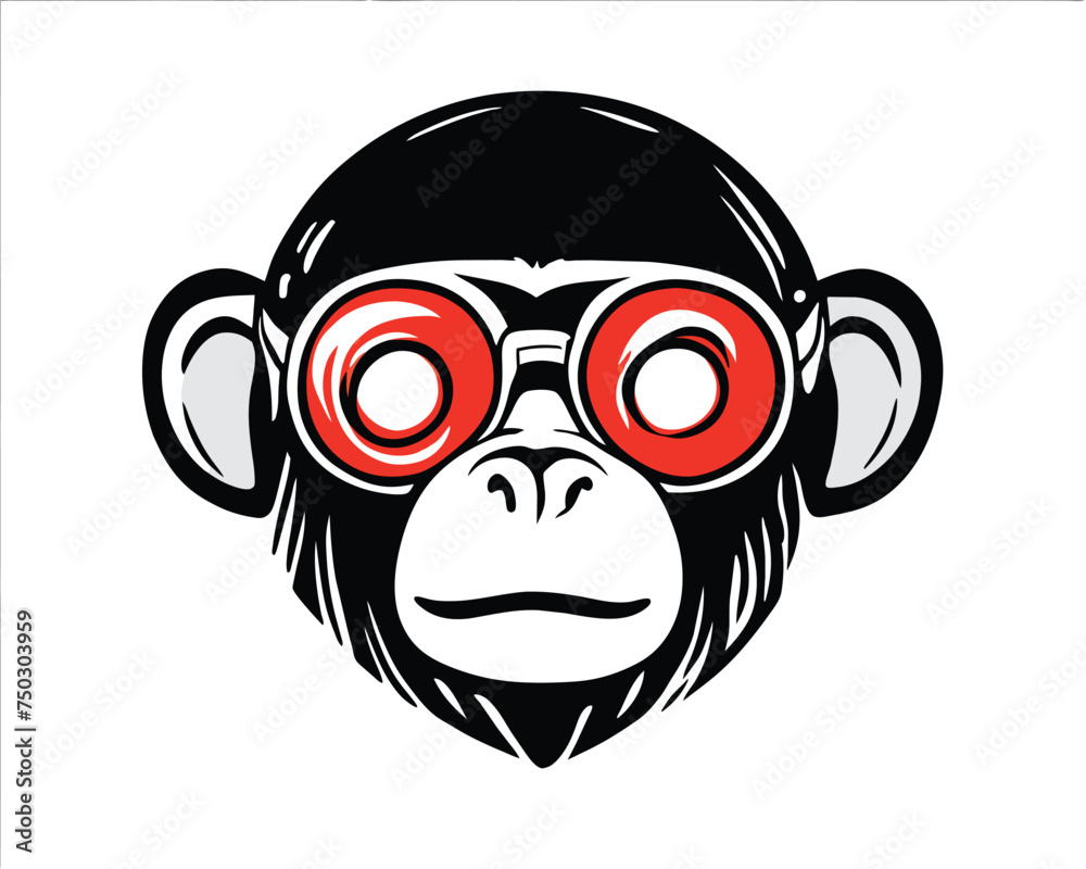 black monkey head illustration logo vector