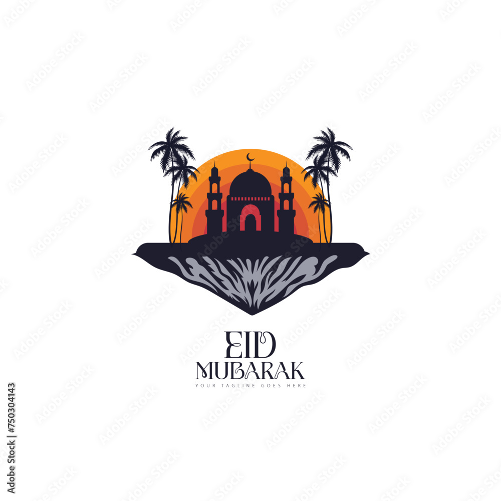 Islamic mosque logo for pray ied mubarak vector image