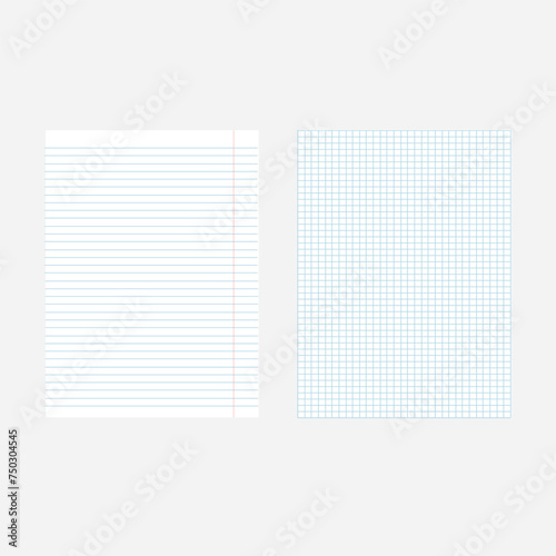 A4 lined format mock-up vertical illustration made in proportional size. Vector