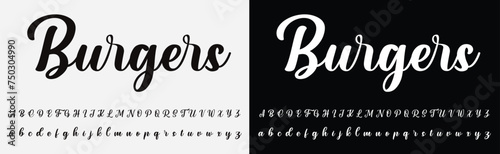 Handmade vector calligraphy tattoo alphabet with numbers
