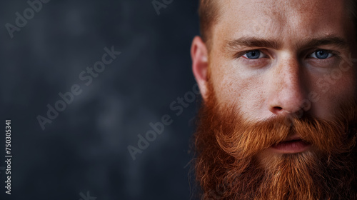Intense gaze of a bearded man.