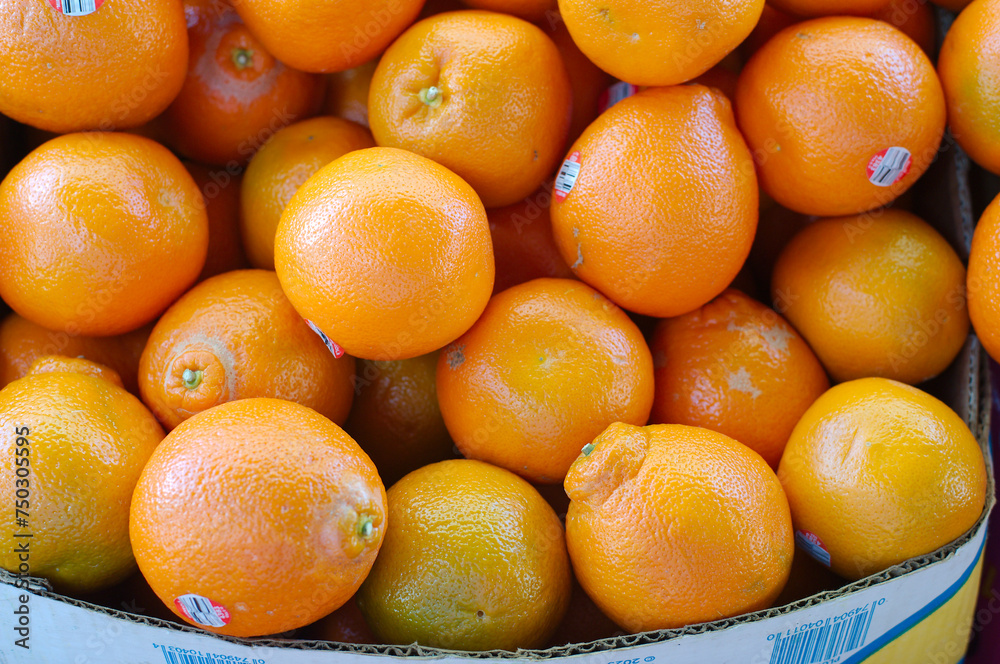 Overhead horizontal view of fruit multiple oranges in a basket on top of a table. Layered with a filled frame. Close up shot. Fresh and healthy food with light and shadows.
Overhead horizontal view of fruit multiple oranges in a basket on top of a table. Layered with a filled frame. Close up shot. Fresh and healthy food with light and shadows.