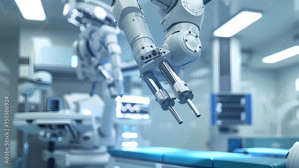 Medical Equipment in Hospital Operating Room with Microscope and Laboratory Machinery