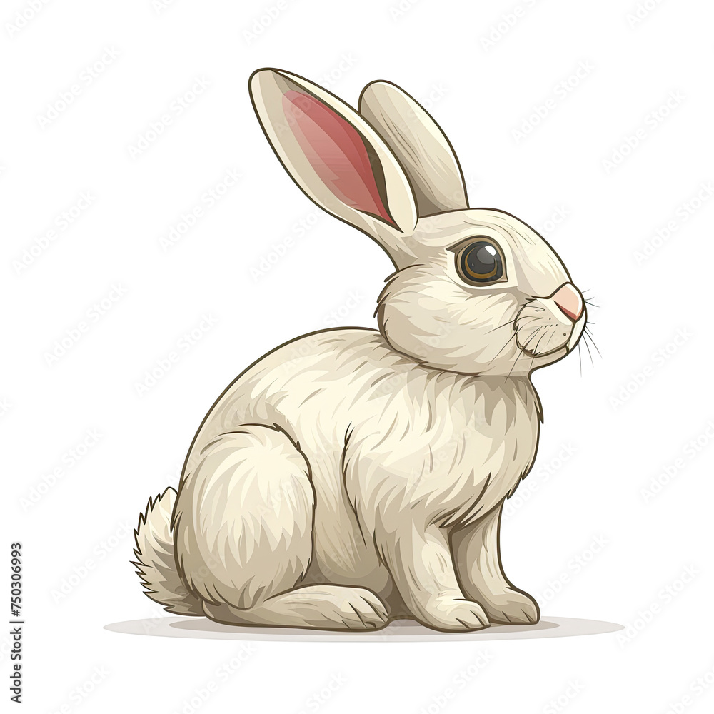 Obraz premium Rabbit Sitting Cartoon, Isolated Transparent Background Images