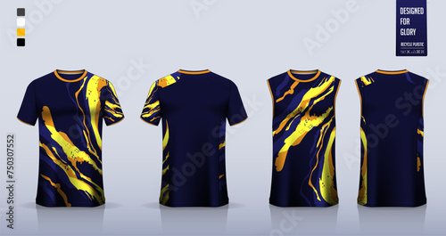 Soccer jersey, football kit, sportswear, basketball uniform, tank top, running singlet or t-shirt mockup. Fabric pattern design. 