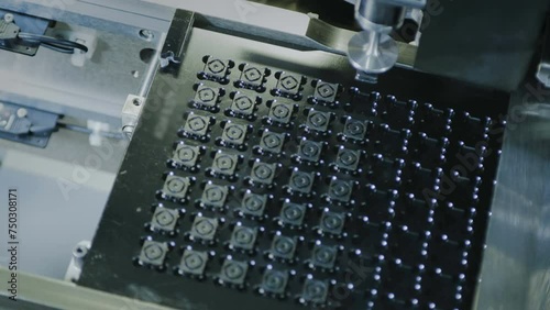 Camera Sensor for AI Mobile Phone. Close up of the semiconductor manufacturing production line of the camera sensor.
