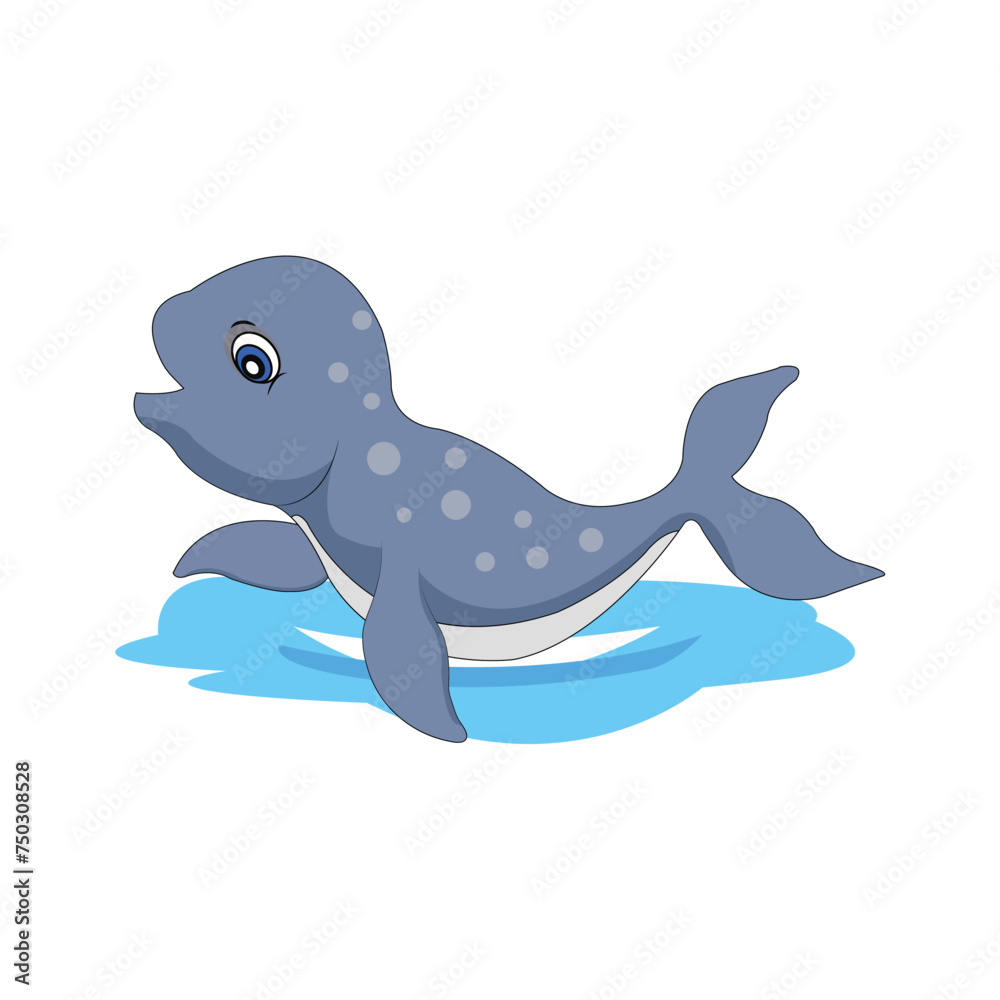 Vector cute little narwhal cartoon Vector cute little narwhal cartoon