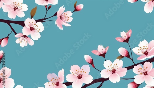 Abstract Background with Floral Pattern of Cherry Blossom