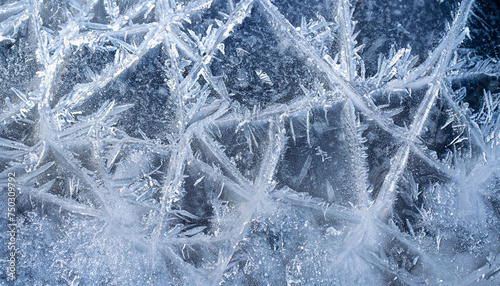 the abstract background of ice structure; crystal pattern in winter frost