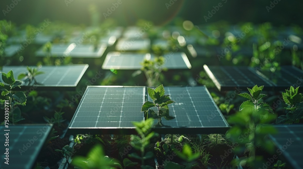 Fototapeta premium Cutting-edge solar panel technology, showcasing innovation in renewable energy