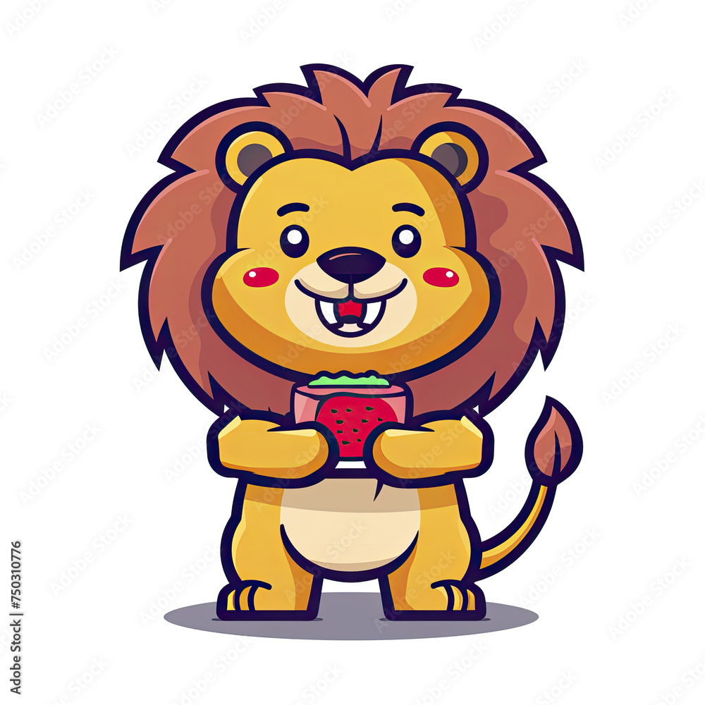 Lion Holding Steak Meat Cartoon, Isolated Transparent Background Images Lion Holding Steak Meat Cartoon, Isolated Transparent Background Images