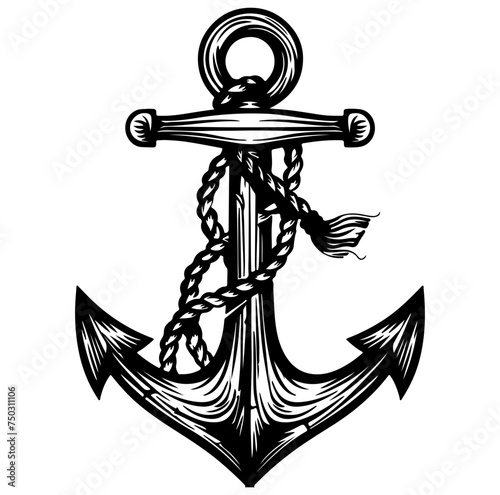 Anchor stencil symbol vector illustration