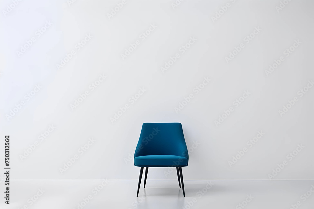 blue chair in a white room blue chair in a white room