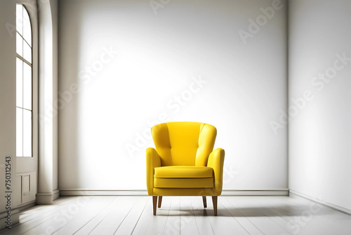 A chair in an empty bright room