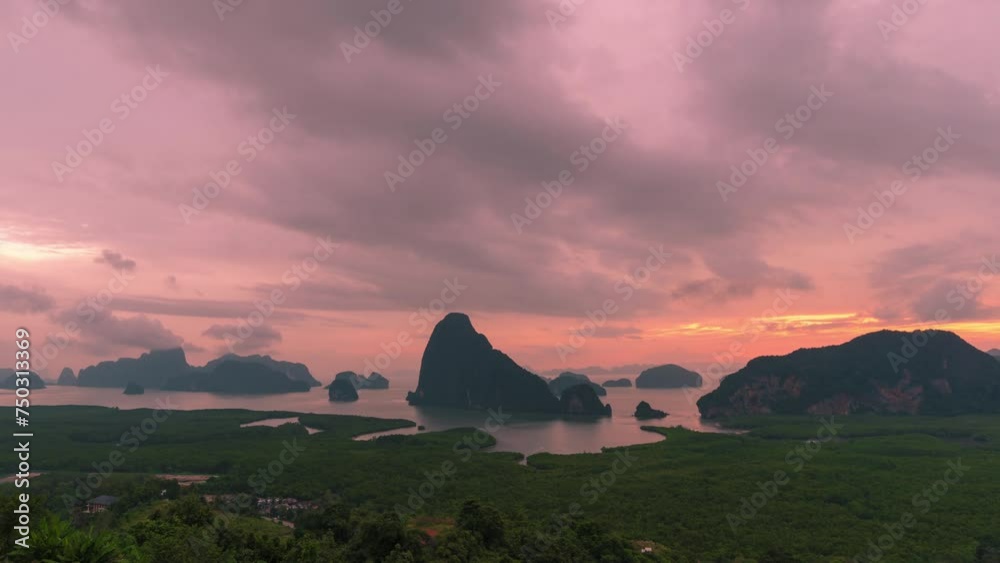 Time lapse, The most beautiful Samednangshe View Point in Phangnga city Phangnga,Thailand.