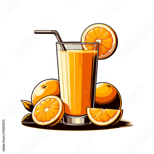 Vector illustration of orange juice depicts freshness, vitality, and zest, capturing the essence of natural goodness and citrus flavor