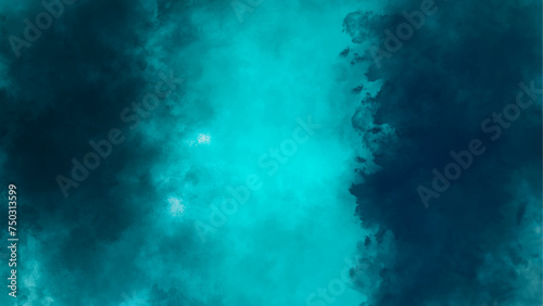 Abstract blue background with clouds. Dark green watercolor, Dark green watercolor background with clouds effect.