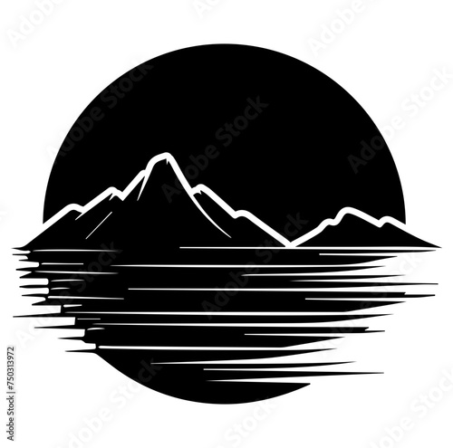 Mountain with Sun behind Vector