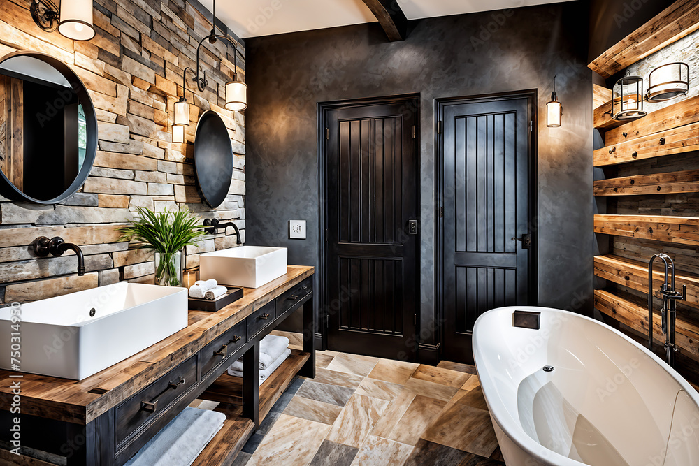 Zen-inspired bathroom with a Japanese soaking tub, bamboo flooring, and a rock garden Zen-inspired bathroom with a Japanese soaking tub, bamboo flooring, and a rock garden