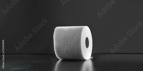 A solitary toilet paper or tissue roll showcased without any other objects against a white background.AI Generative photo