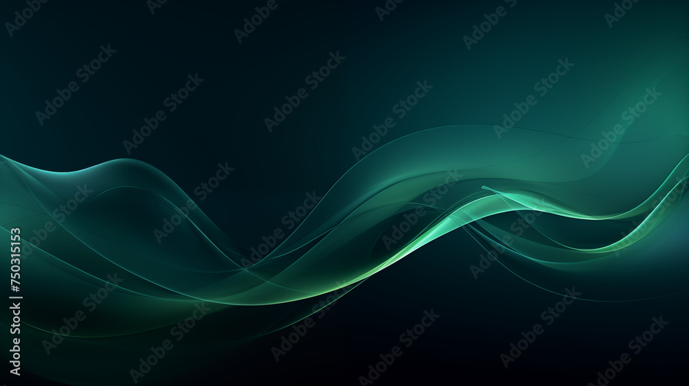 Fototapeta premium A visually striking webpage header design featuring a smooth transition from dark green to blue gradient background, accentuated with subtle glowing .
