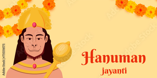 flat design hanuman jayanti horizontal banner illustration