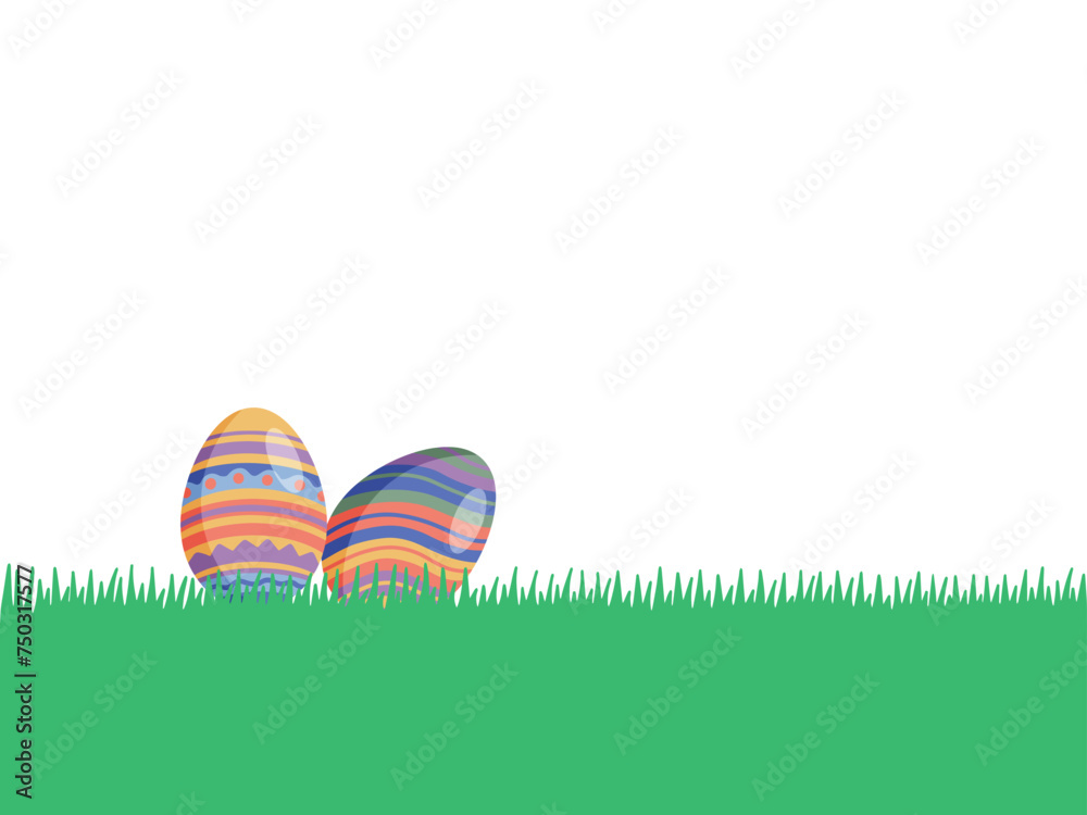 Easter Eggs in Grass Illustration