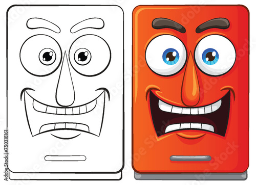 Two cartoon smartphones showing different expressions.