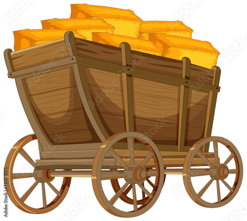 Cartoon-style treasure cart filled with gold bars.