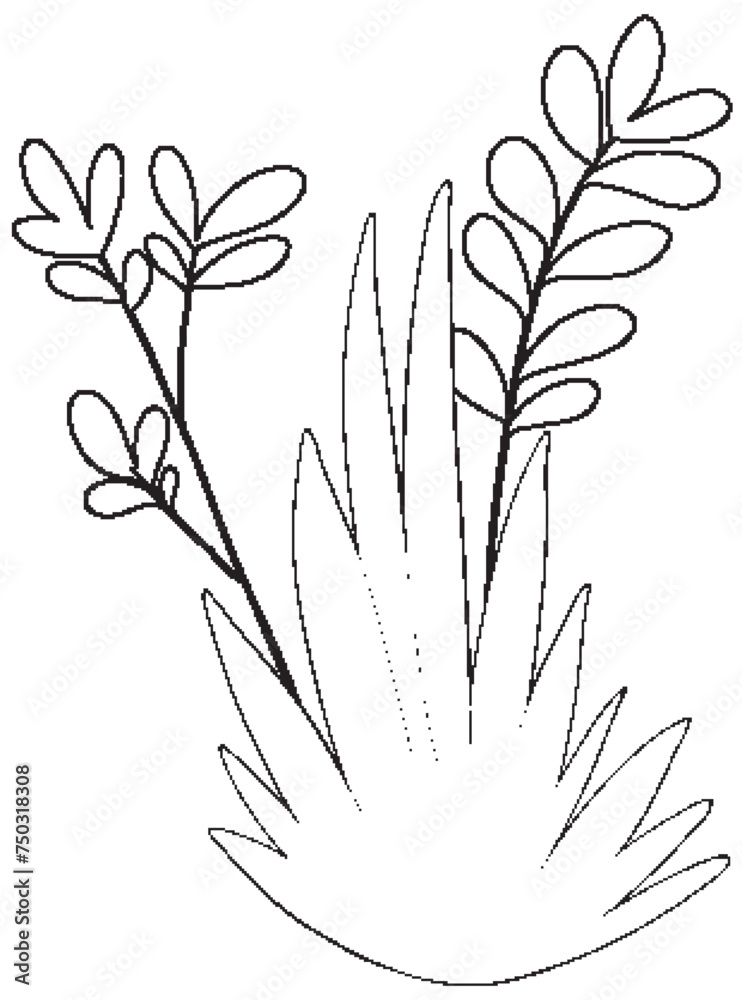 Black and white line art of plants Black and white line art of plants