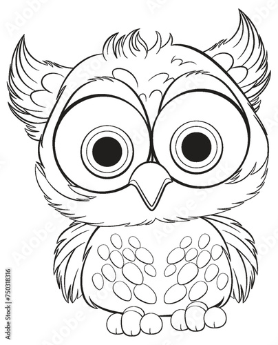 Cute stylized owl with large expressive eyes