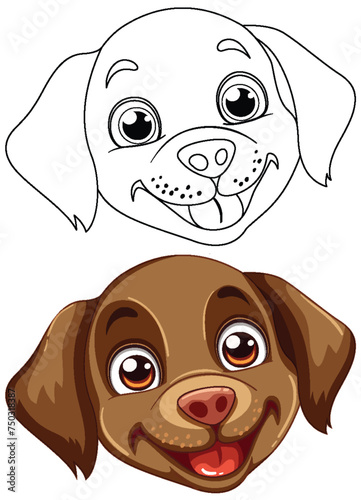 Two cheerful dogs illustrated in vector style