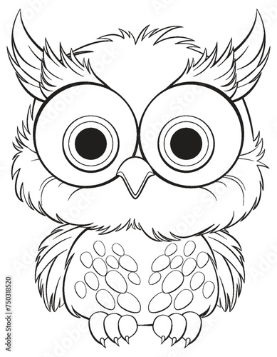 Black and white vector of a stylized owl
