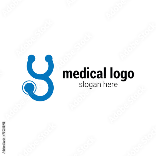 vector health logo initials letter Y stethoscope design.