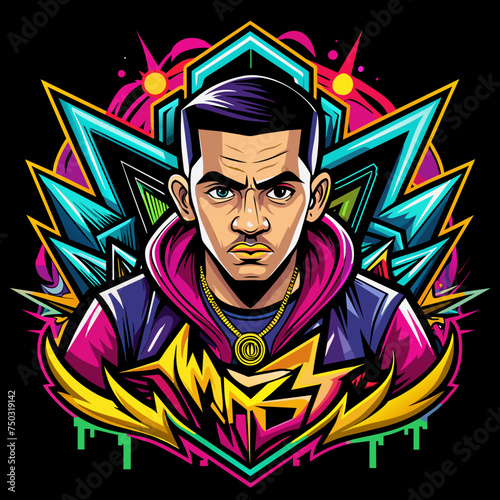 Tshirt Sticker Design of Street Style Icon Pay homage to streetwear culture with a bold and edgy design inspired by graffiti art and hip-hop aesthetics