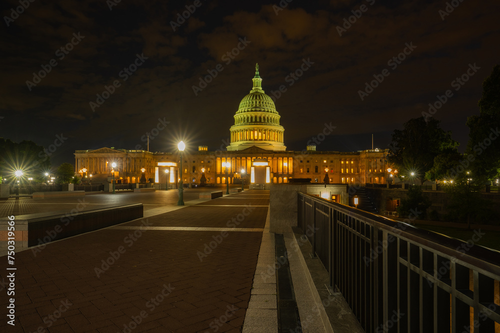 Capitol building. Landmarks Washington DC, Supreme Court, Washington monument, American national mall. Iconic Capitol represents American democracy.