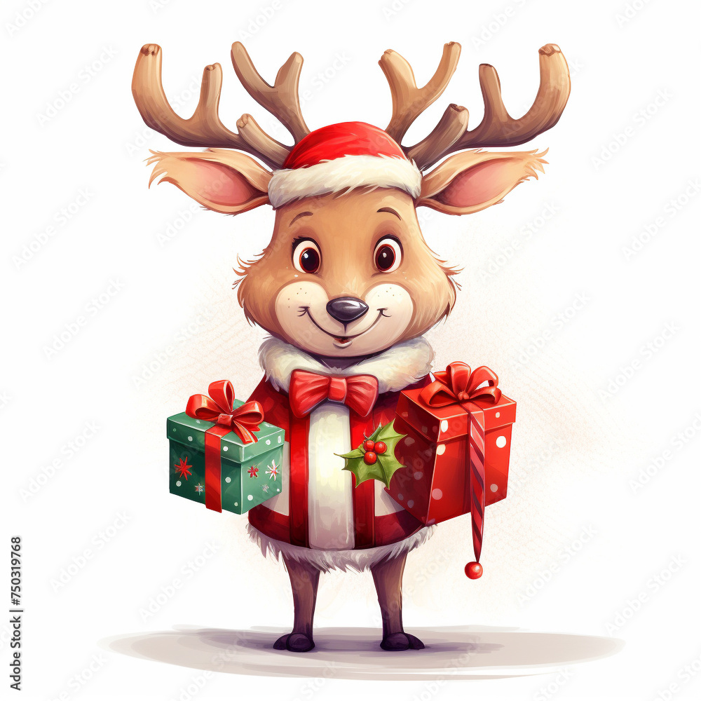 reindeer with gift reindeer with gift