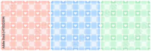 Pastal Tartan Heart in blocks checkered patterns with square shapes pixel art background Vector design.
