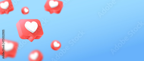 social media 3d love icons background