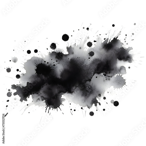 Black paint/ink splash stain isolated on white background