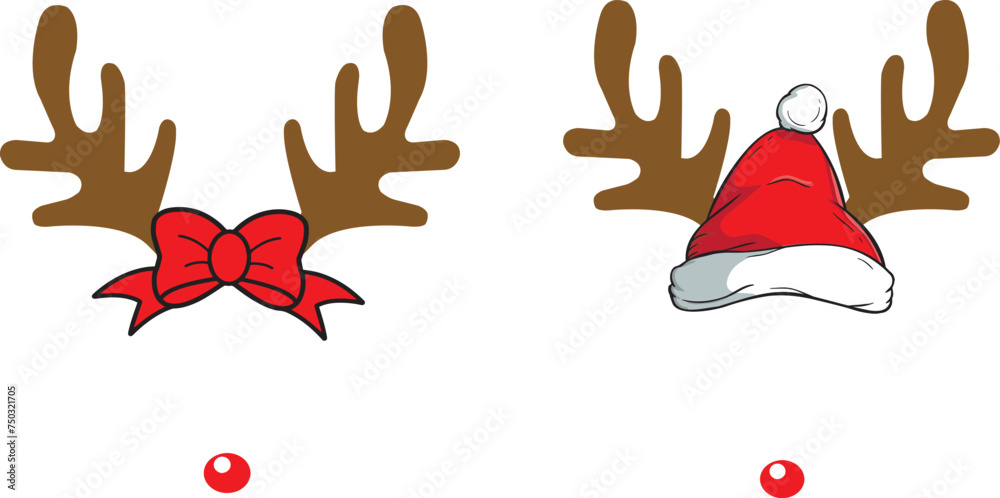 Obraz premium Christmas reindeer antlers, merry christmas, santa, christmas holiday, vector illustration file