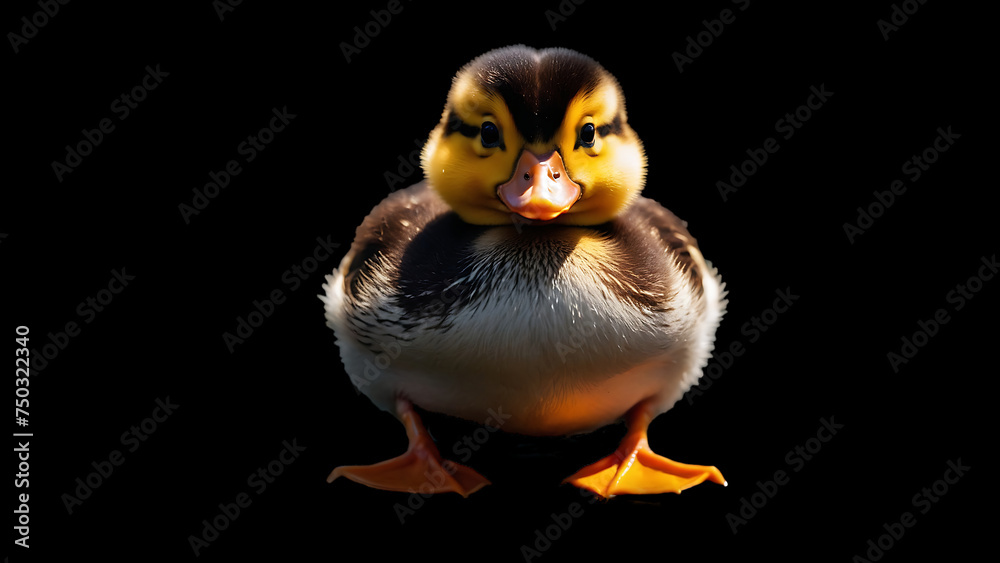 Duck isolated on black background