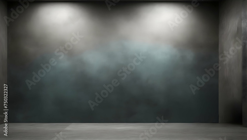 Empty dark abstract cement wall and gradient studio room interior texture with spotlights for display products, wall background. photo