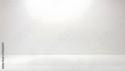 Empty white room with white cement walls and studio space with spotlights, for displaying products.